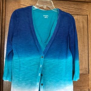 2 piece: 3/4 sleeve cardigan with short slv tee